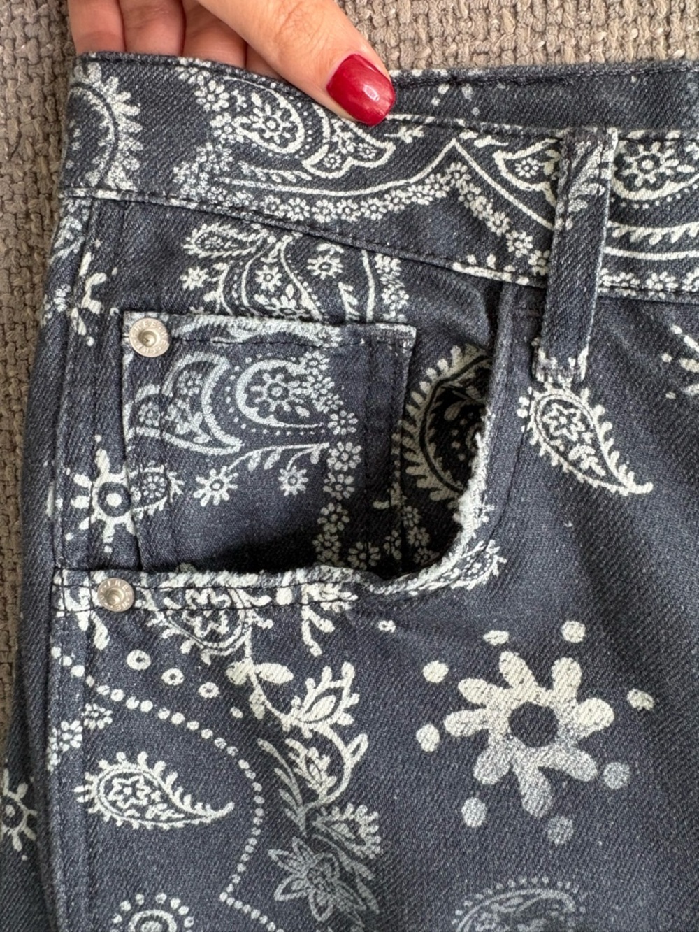 Free People x We The Free Paisley Barrel Jeans Size 28 New - Picture 4 of 13